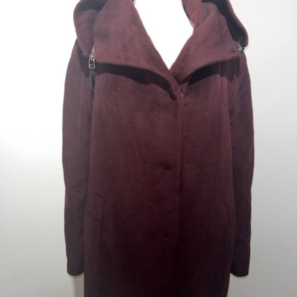 Burgundy wool/cashmere coat - Picture 1 of 5